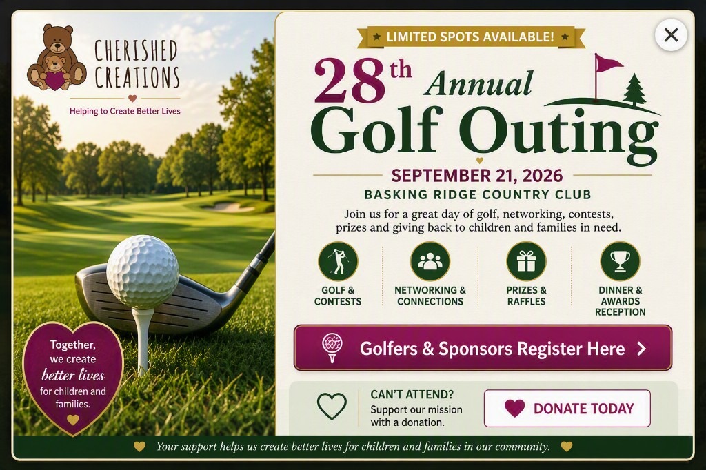 Cherished Creations 28th Annual Golf Outing — September 21, 2026 at Basking Ridge Country Club